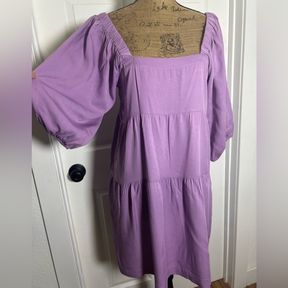 Shinestar Purple Pleated Sundress with Puff Sleeves - Picture 2 of 6